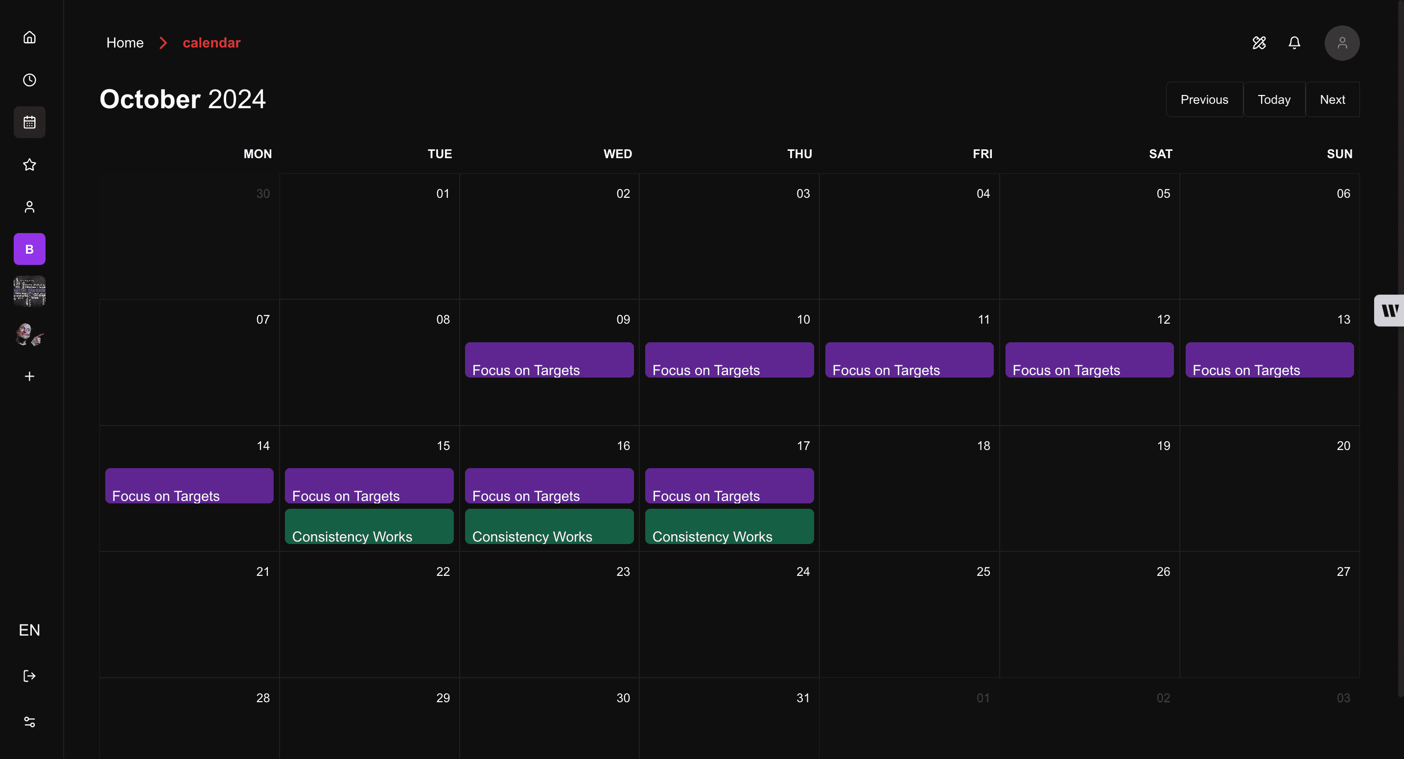 Task Content page - dark theme