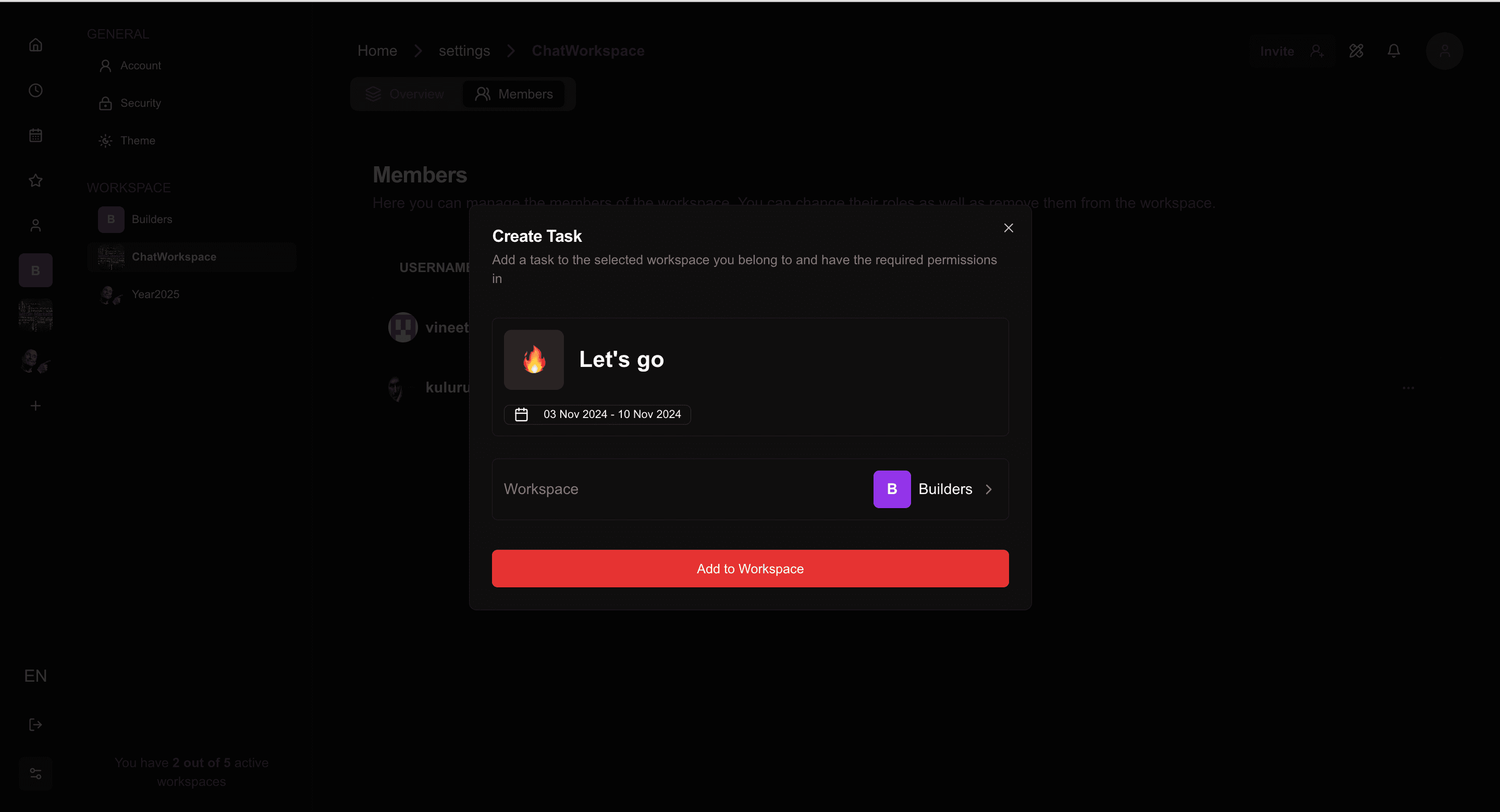 Task Content Add Image from device page - dark theme